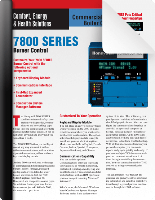 Honeywell 7800 SERIES Burner Control (PDF)